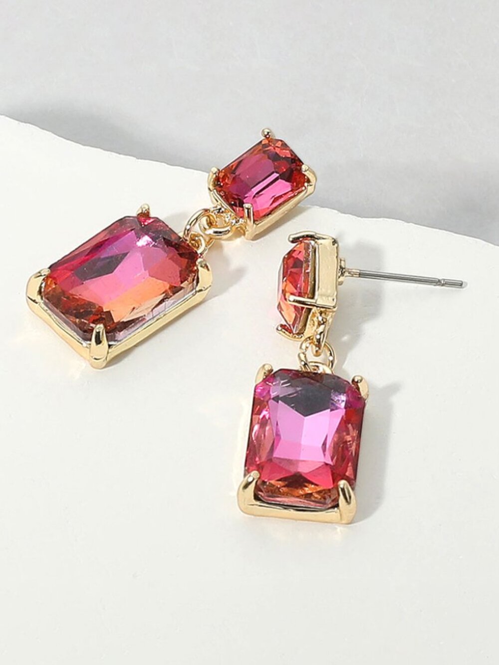 Glass Stone Dangle Earrings